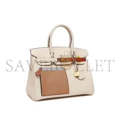 HERMÈS MASTER BIRKIN 30 COLORMATIC NATA HAND BAG VEAU SWIFT LEATHER  (30*22*16cm)